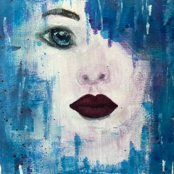“Escape” Woman’s Face Acrylic Watercolor Painting | Original Artwork - Picture 7 of 7